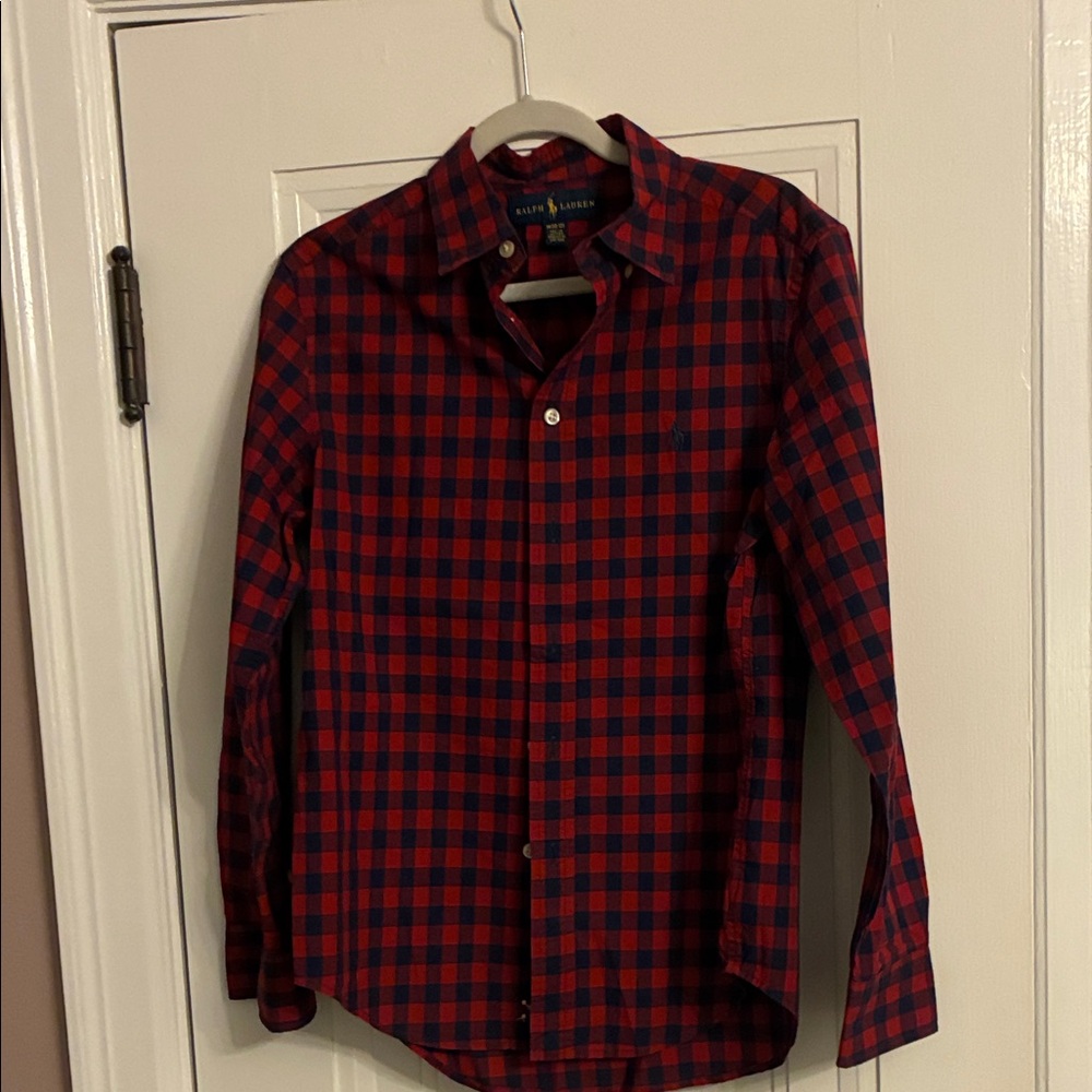 Ralph Lauren Boys Plaid Shirt in Red and Navy Size M 10/12